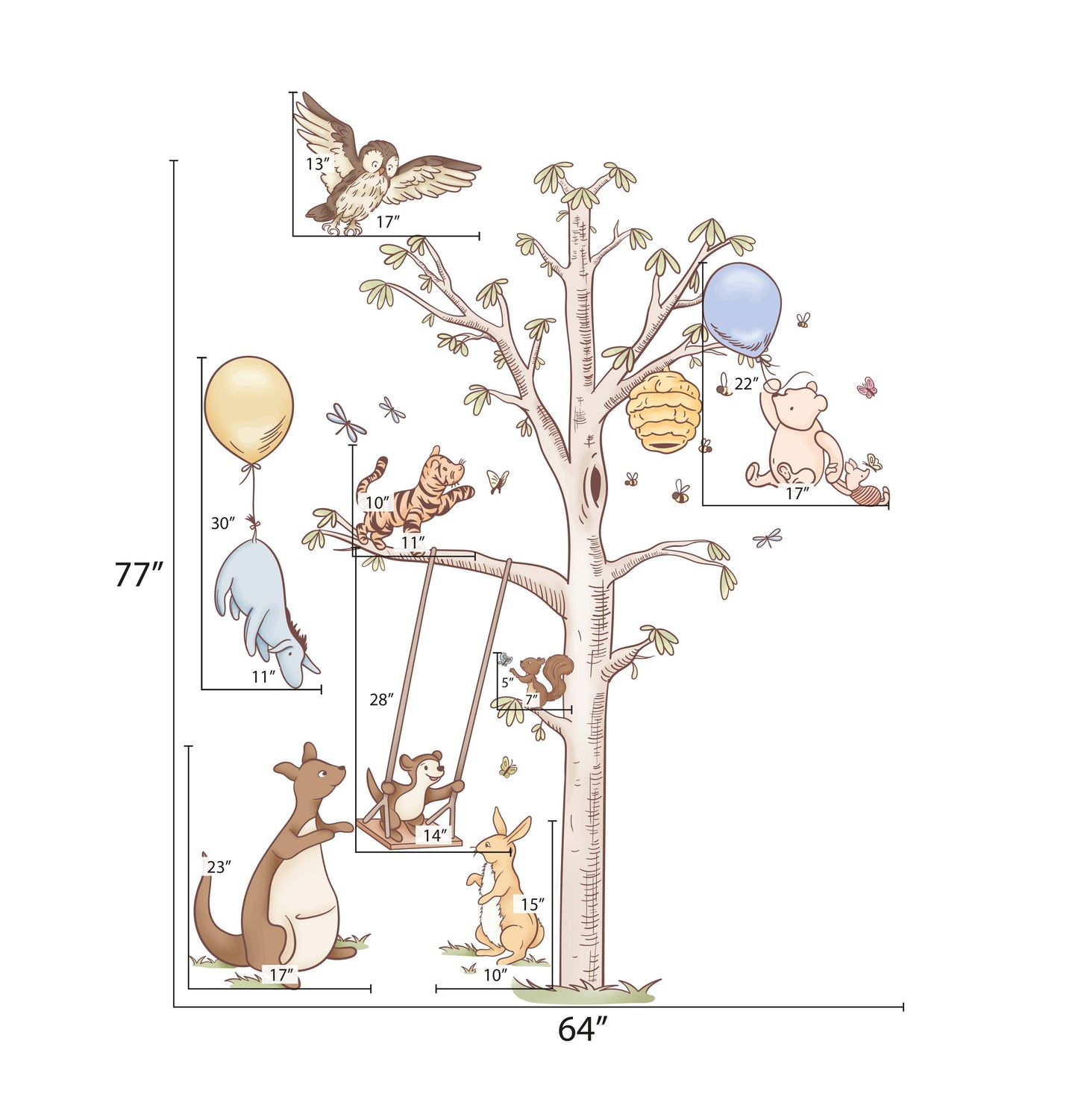 Hundred Acre Wood Family Tree: Pooh, Eeyore, Tigger & Kanga Set