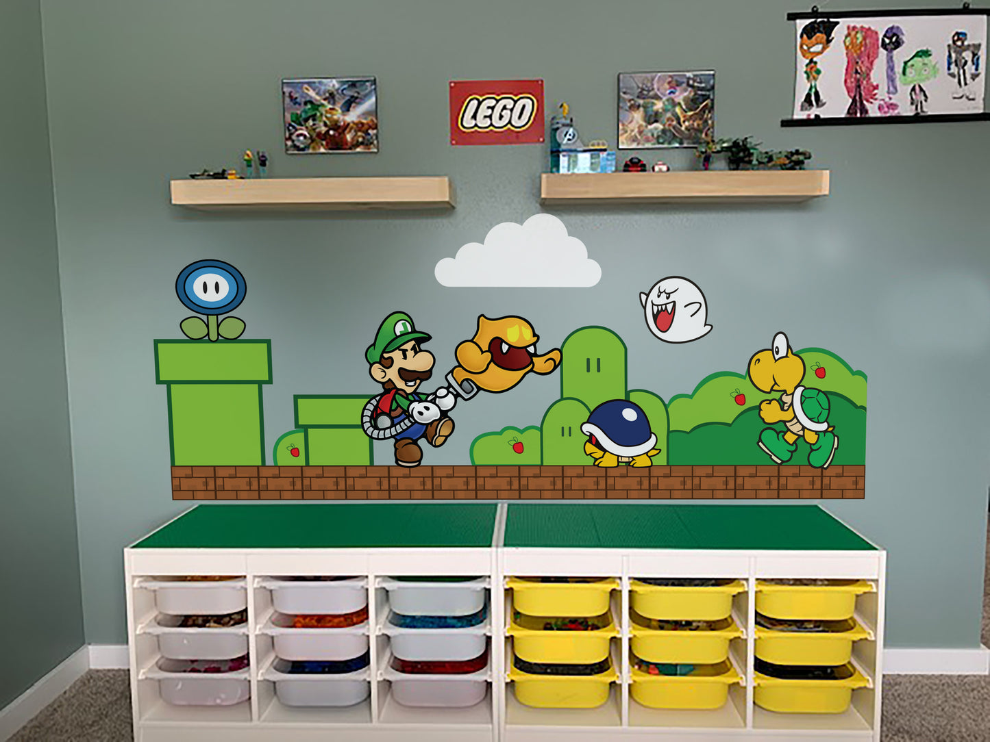 Luigi wall decal Luigi Wall Sticker Bandit Heeler Wall Ar Chilli Heeler Wall Mural For Kid Room Nursery Room Decal