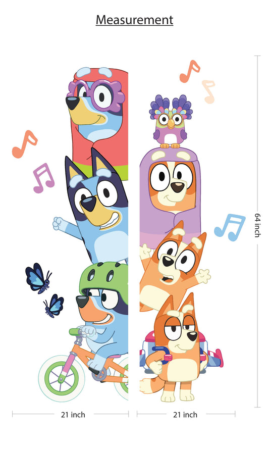 Bluey wall decal Blue Monster Wall Sticker Bandit Heeler Wall Ar Chilli Heeler Wall Mural For Boy Room Nursery Room Decor