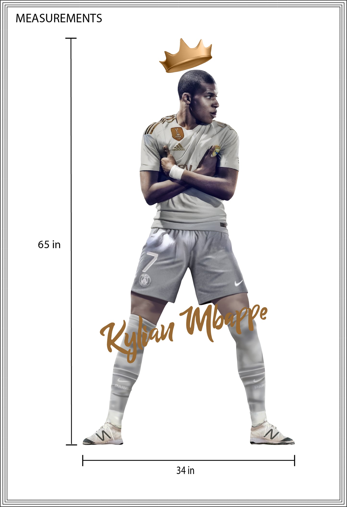 Kylian Mbappe Wall Decal Football Wall Sticker Soccer Wallpaper for Living Room Decor
