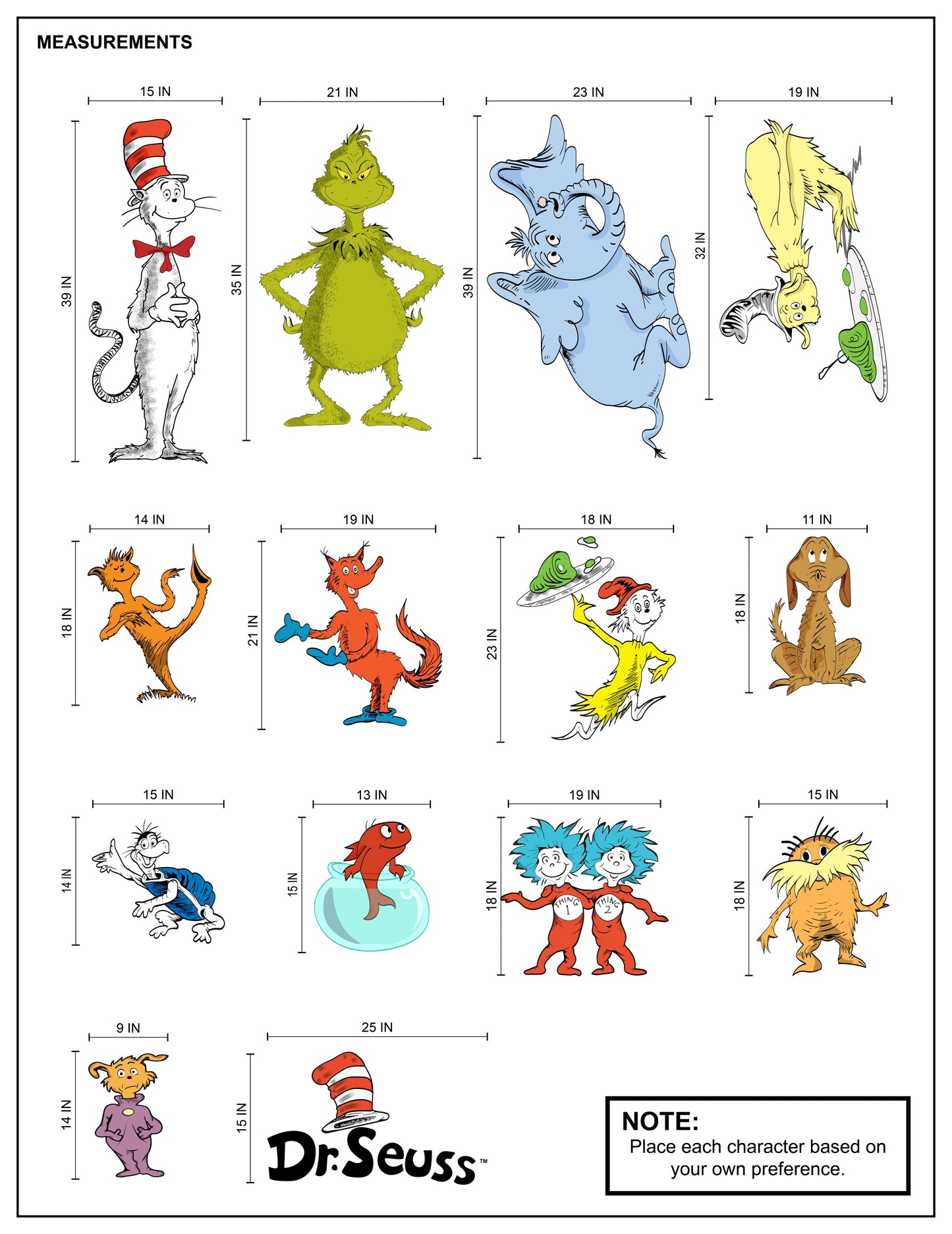 The Grinch, Cat in the Hat & Horton Nursery Decals