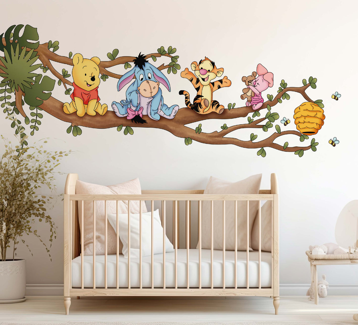 Playful Friends on a Branch: Pooh, Tigger, Eeyore & Piglet