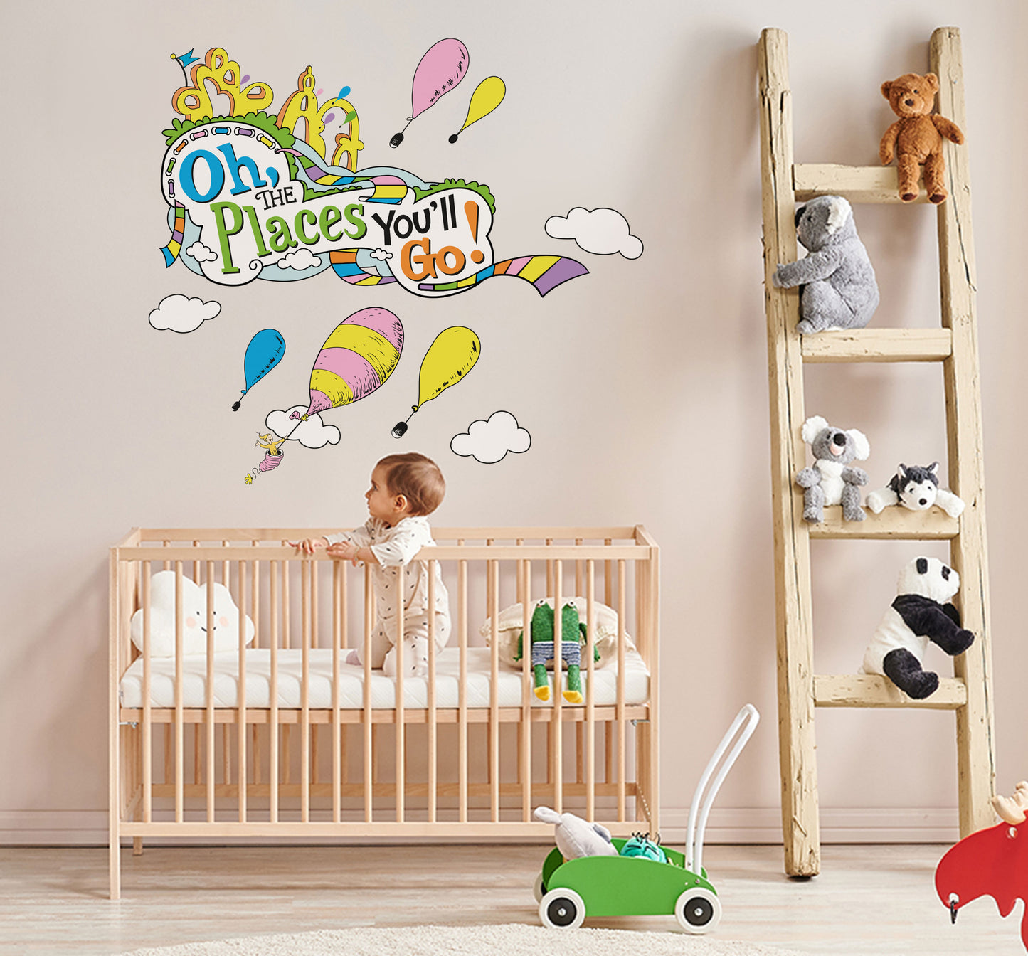 Dr Seuss: Oh The Places You'll Go Wall Decal with Hot Air Balloons