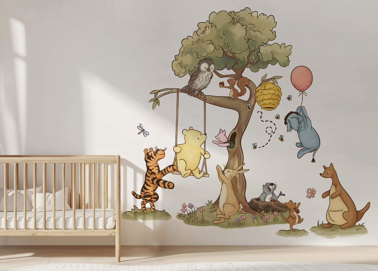Vintage Winnie the Pooh Swing & Tree Wall Decal