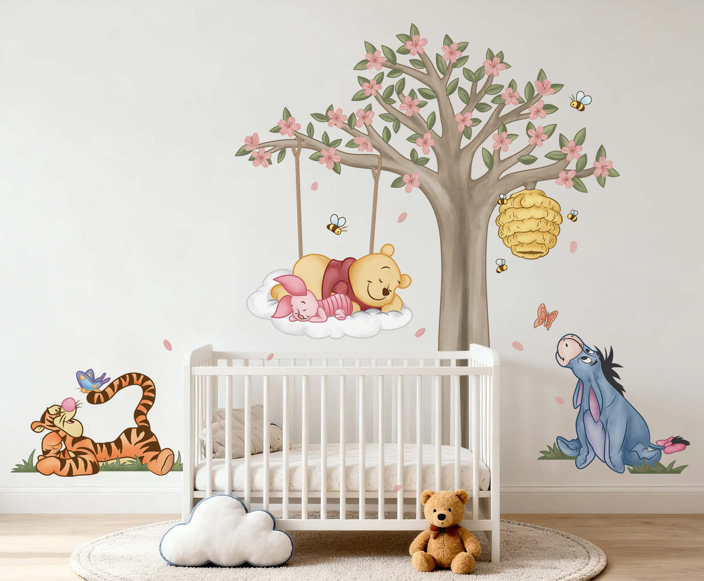 Pastel Winnie the Pooh Cherry Blossom Wall Decals