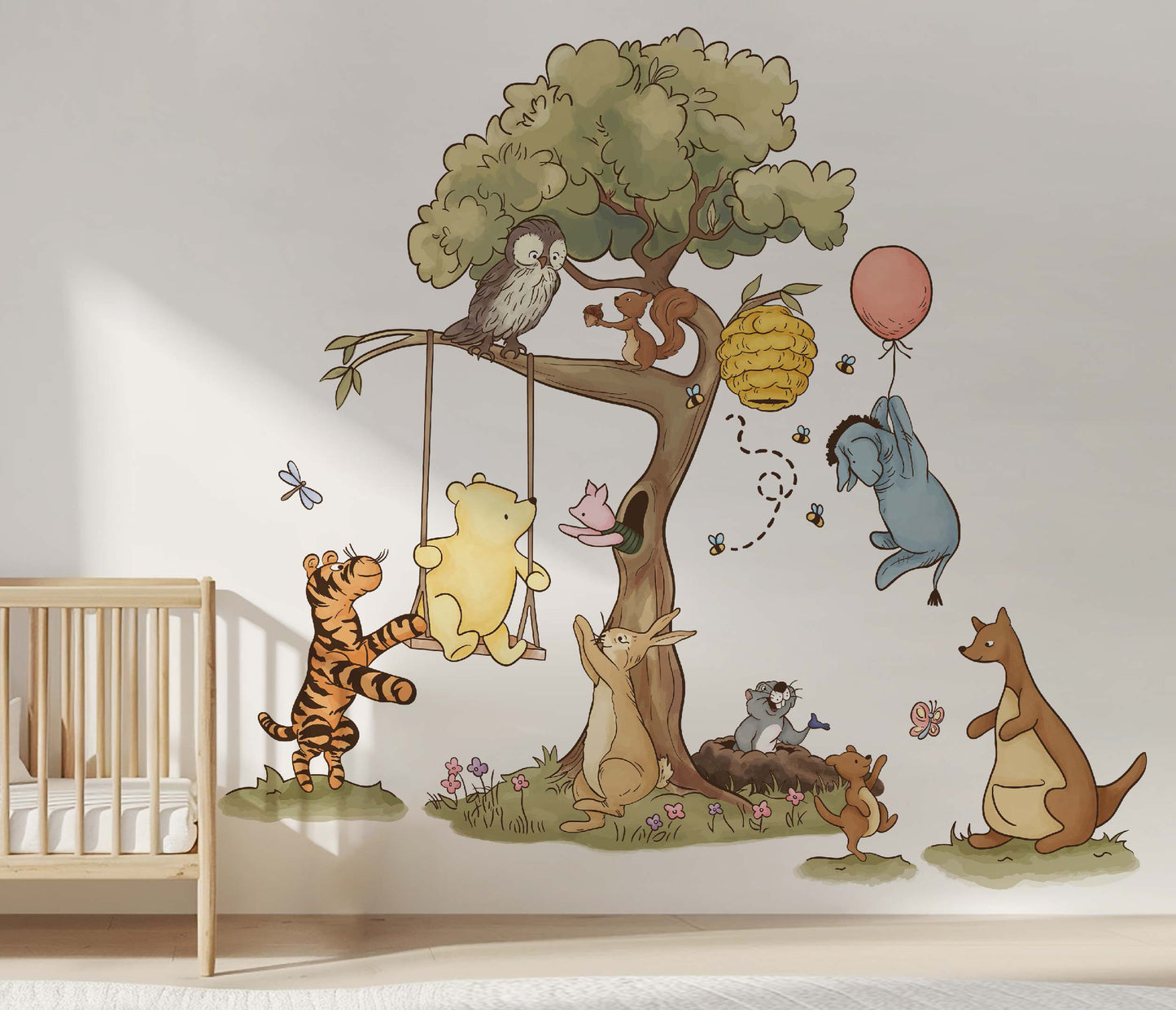 Vintage Winnie the Pooh Swing & Tree Wall Decal