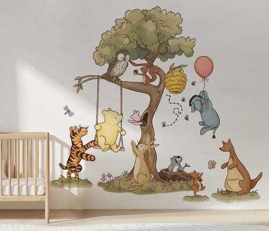 Vintage Winnie the Pooh Swing & Tree Wall Decal