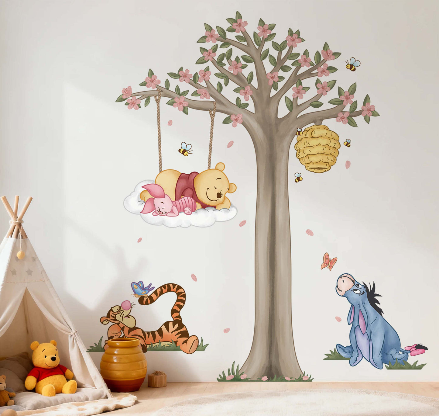 Pastel Winnie the Pooh Cherry Blossom Wall Decals