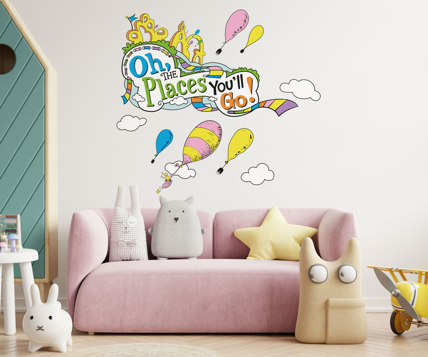 Dr Seuss: Oh The Places You'll Go Wall Decal with Hot Air Balloons