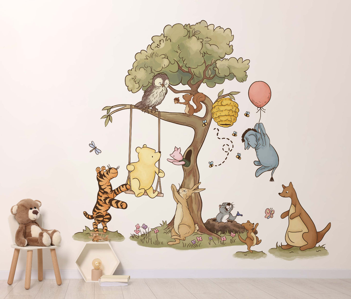 Vintage Winnie the Pooh Swing & Tree Wall Decal