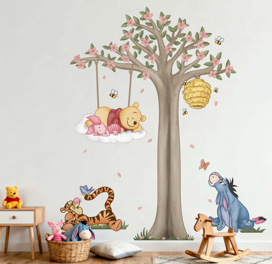 Pastel Winnie the Pooh Cherry Blossom Wall Decals